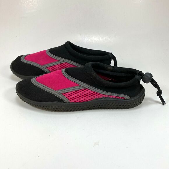Odyssey Water Shoe Black & Pink Mesh Adjustable Back Strap Toggle Childrens Sz 2 - Picture 1 of 6